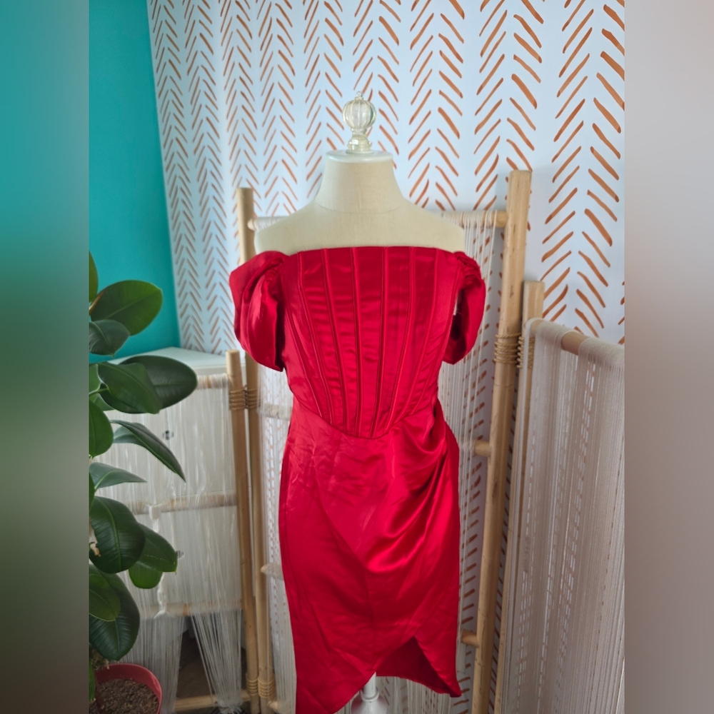 Elegant Red Off-Shoulder Dress